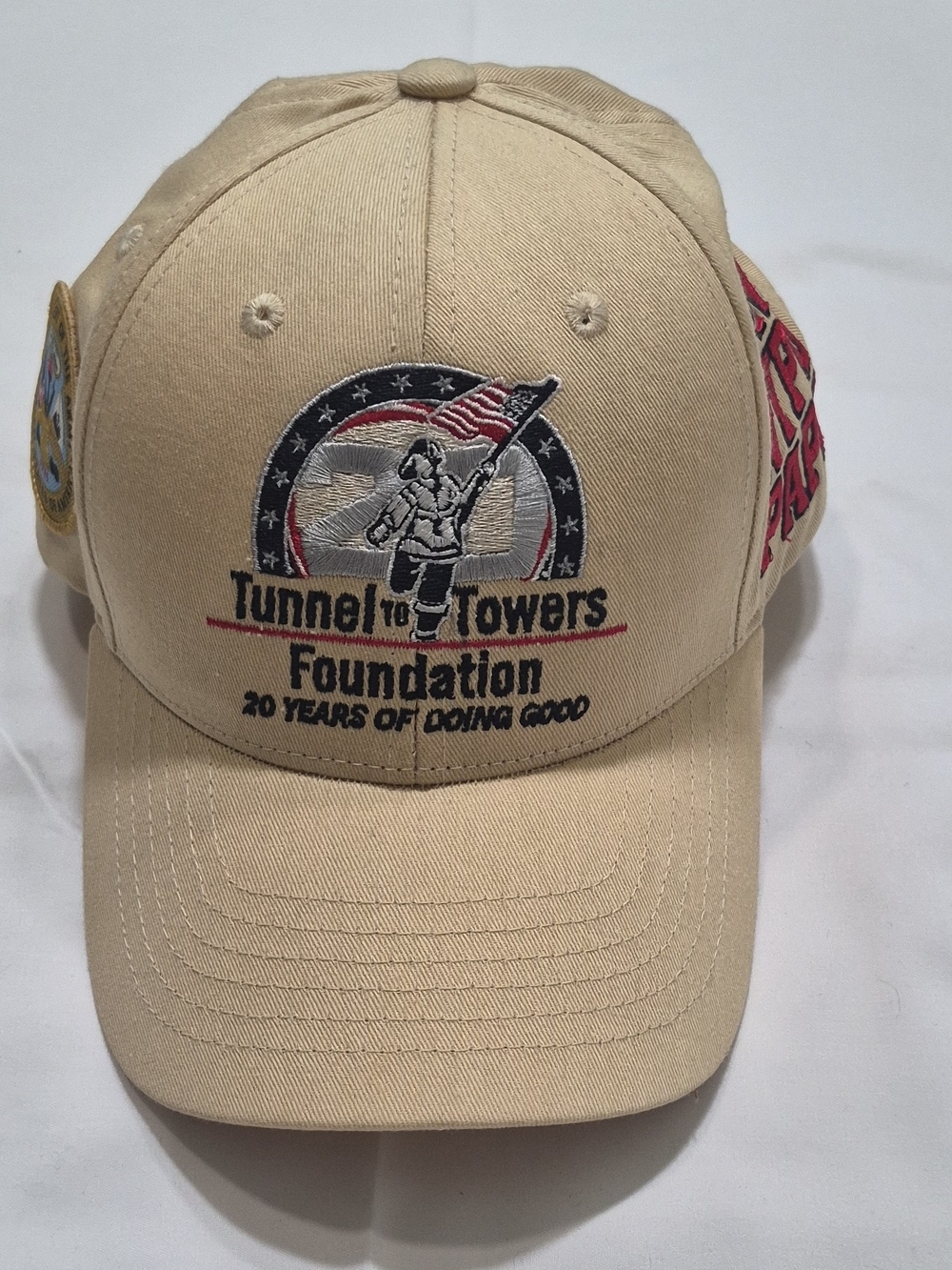 Rare Tunnel to Towers T2T Foundation 20 Years Embroidered Patch Baseball Hat Tan